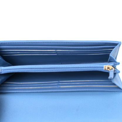 Chanel Caviar Chevron Quilted Large Flap Wallet Light Blue 5 of 10