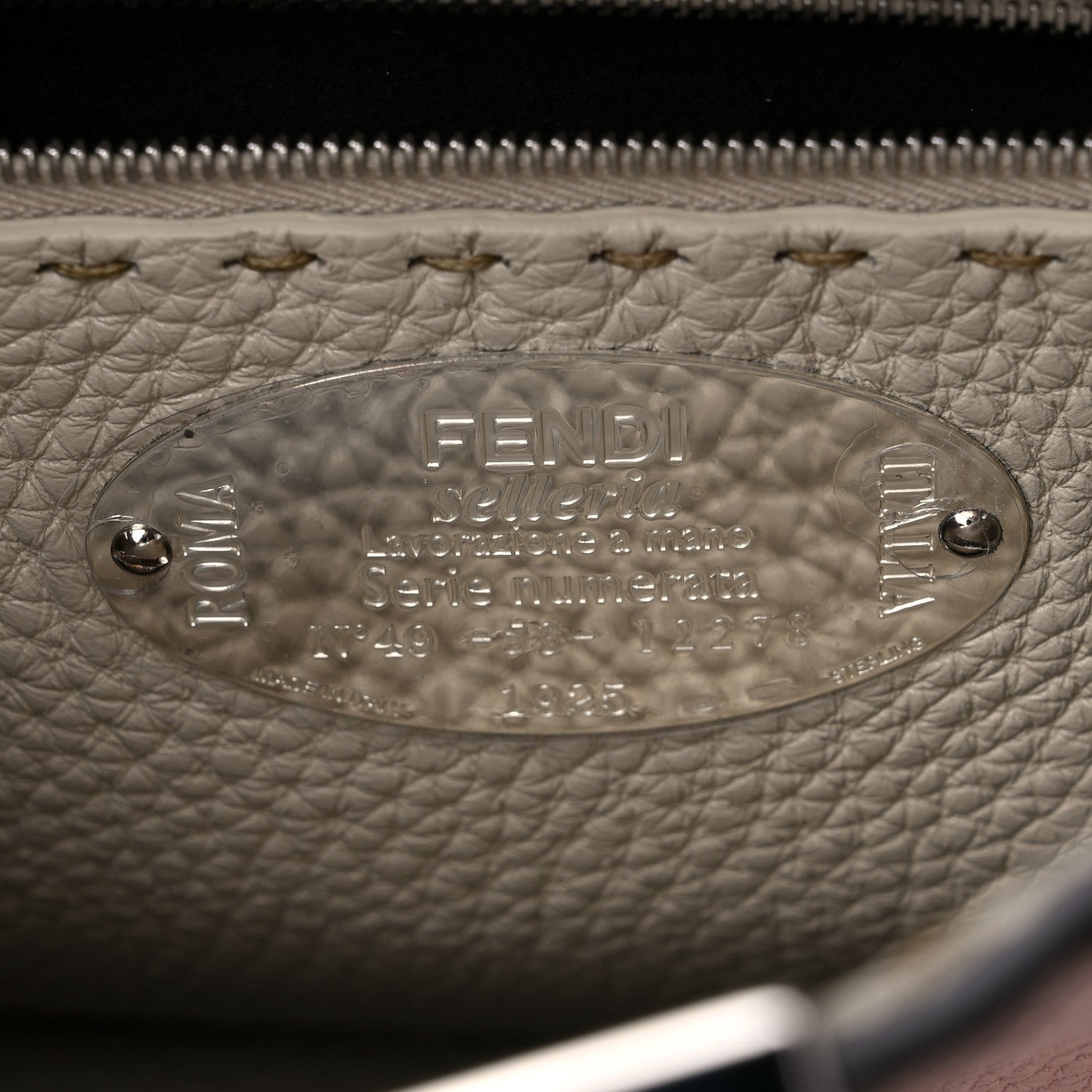 Fendi Cuoio Romano Selleria Bi-Color Medium Peekaboo Iconic Essentially Satchel Cipria Latte 7 of 10