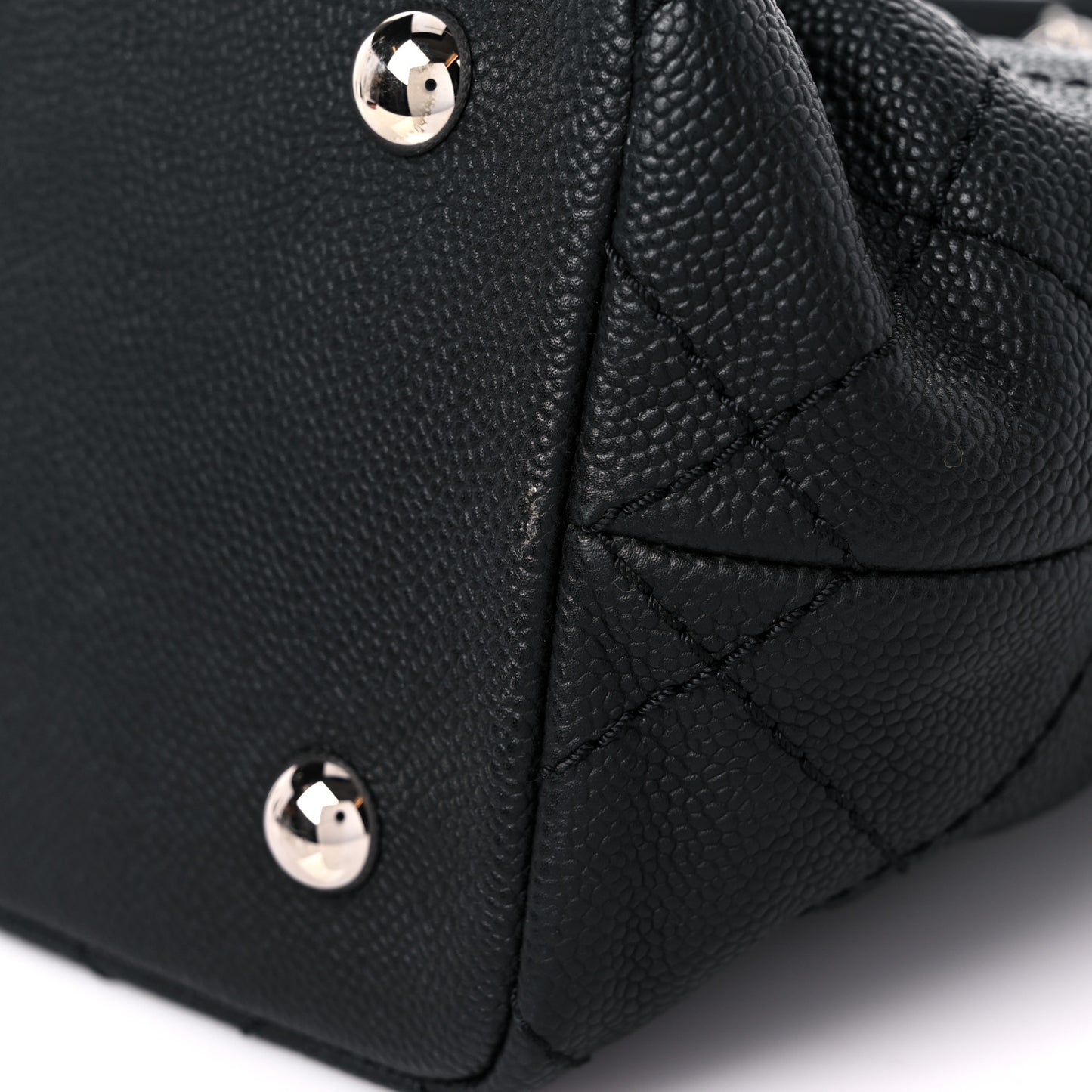 Grained Calfskin Quilted Small Daily Shopping Tote Black