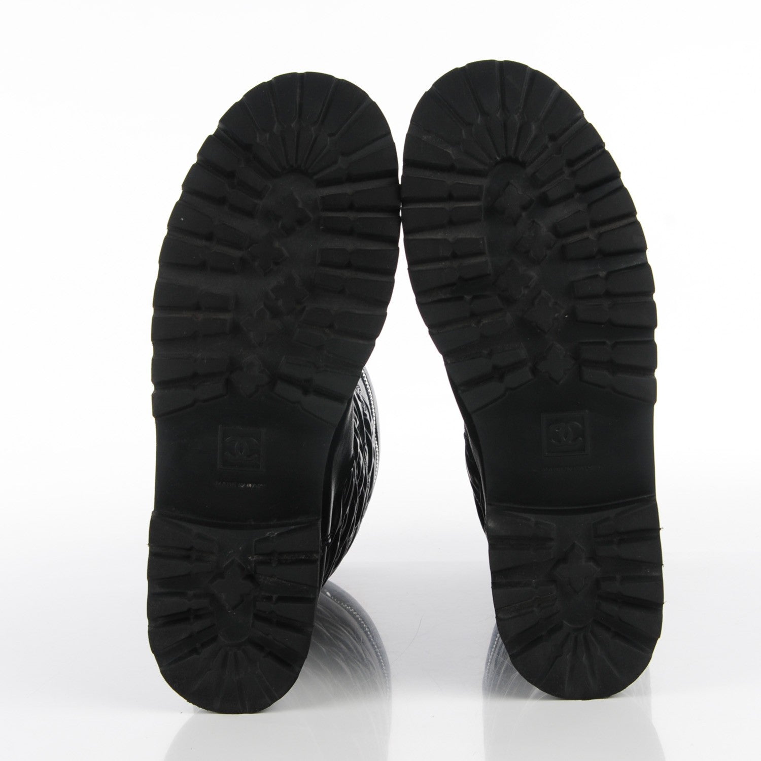 Chanel Calfskin Nylon Quilted Motorcycle Zip Boots 41.5 Black 5 of 7