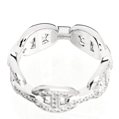 Hermes 18K White Gold Diamond PM d'Ancre Enchainee Ring 53 6.5 7 of 8