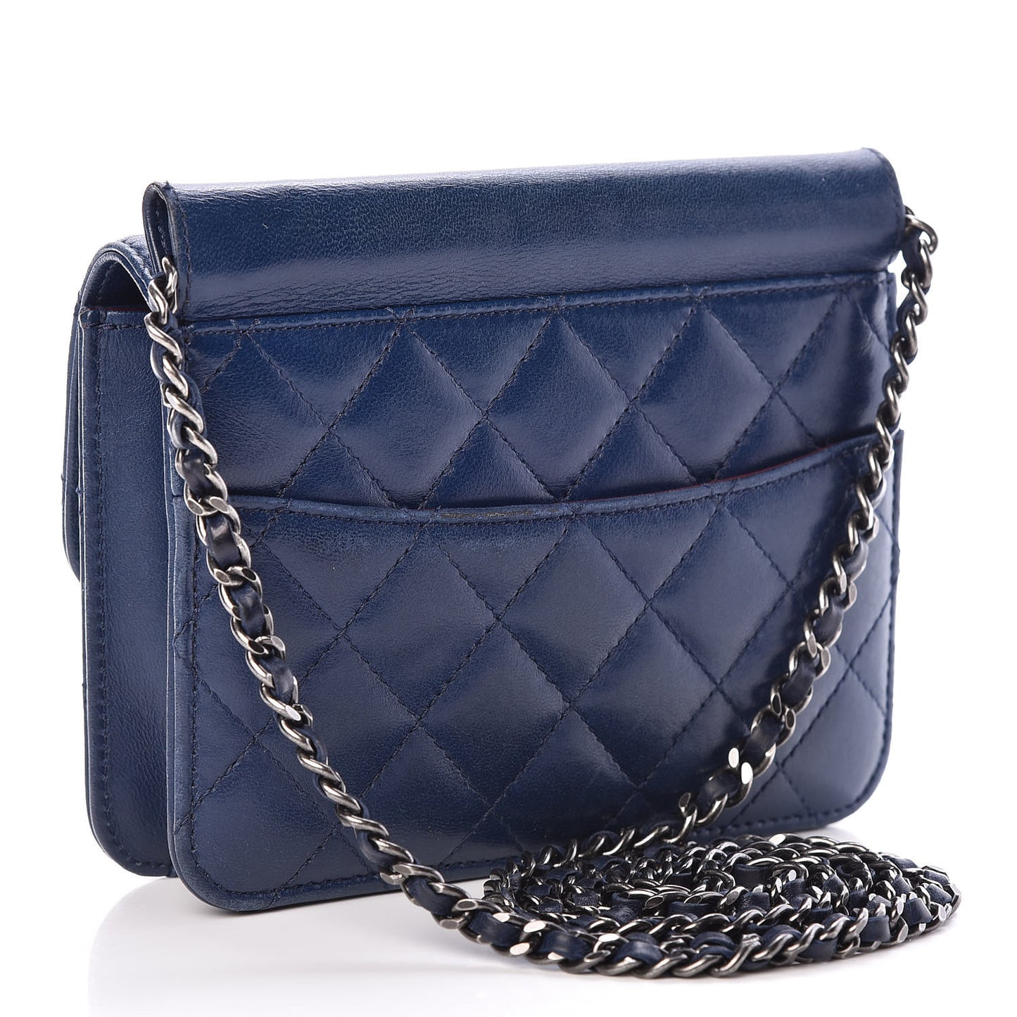 Lambskin Quilted Mini Crossing Times Flap Blue