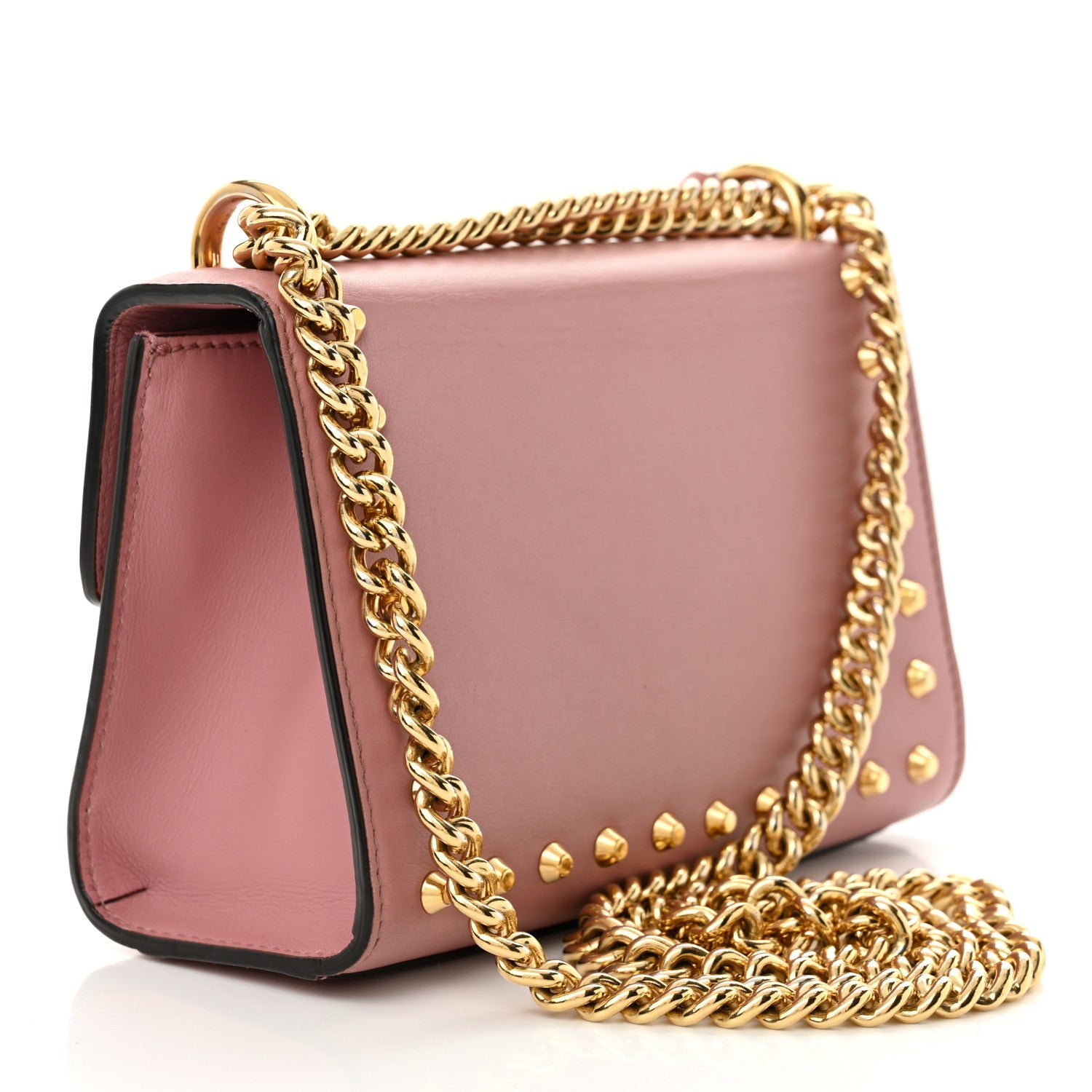 Gucci Calfskin Studded Small Padlock Shoulder Bag Carmine Rose 3 of 12