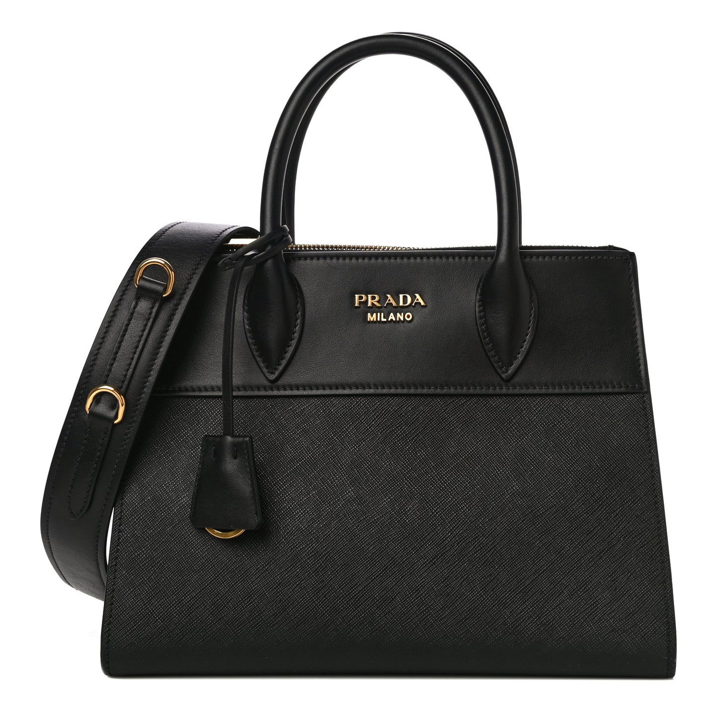 Saffiano City Calfskin Small Paradigme Bag Black
