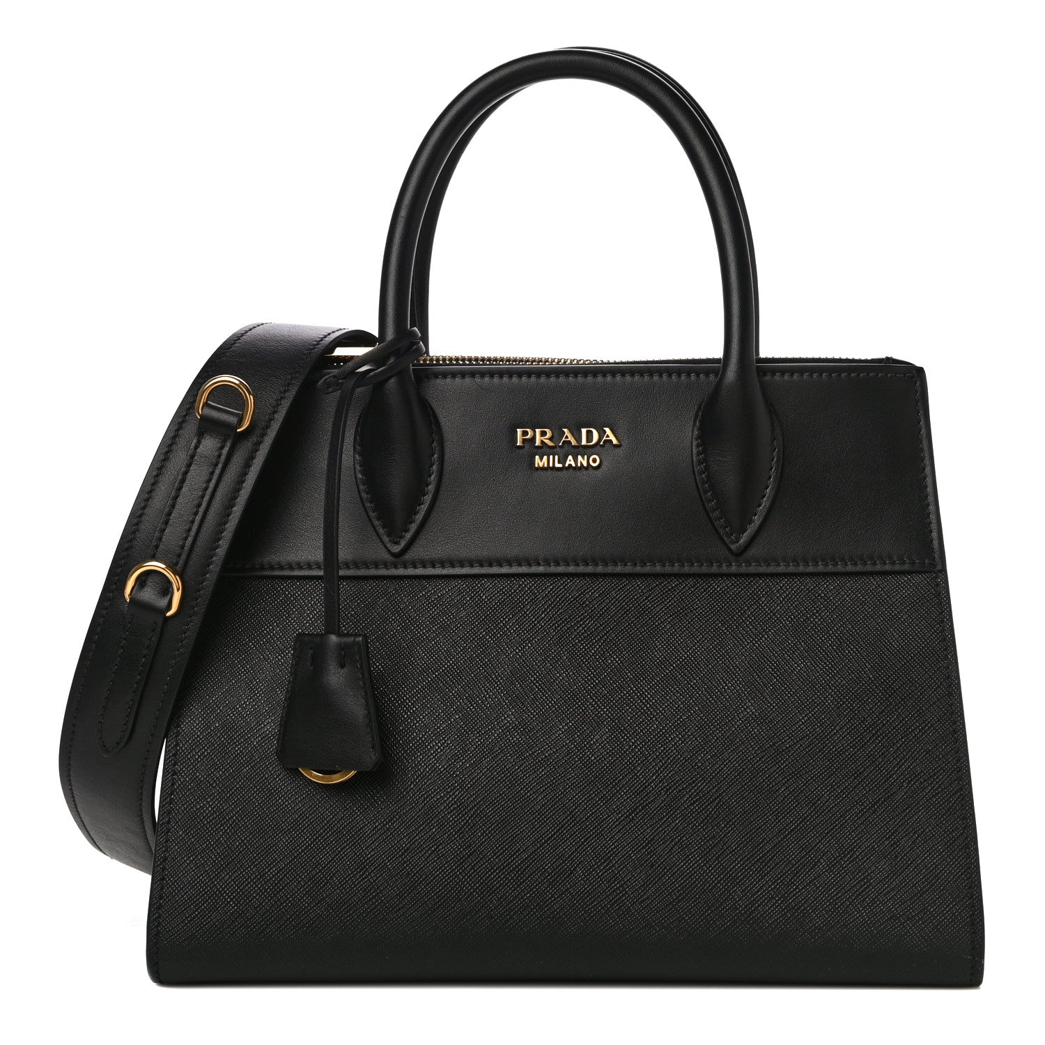 Prada Saffiano City Calfskin Small Paradigme Bag Black 1 of 9
