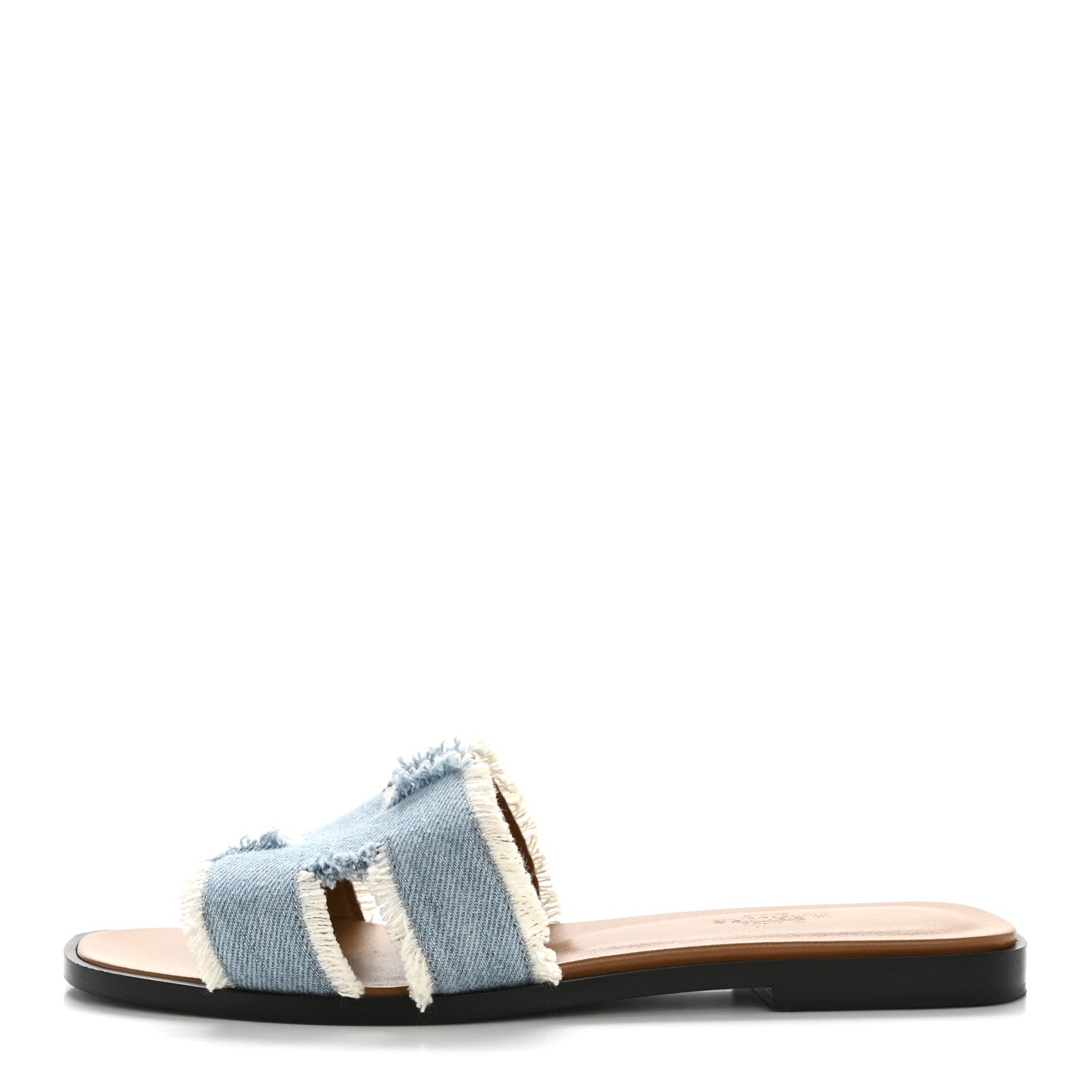 Hermes Denim Oran Fringe Sandals 37 Bleu Clair 1 of 9