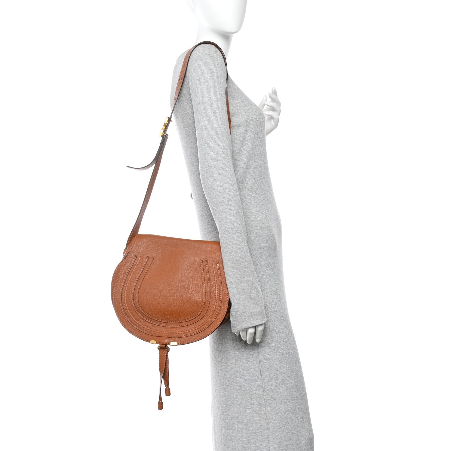 Chloe Calfskin Medium Marcie Round Crossbody Bag Tan 2 of 10