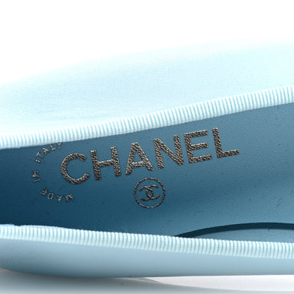 Chanel Lambskin Cap Toe CC Ballerina Flats 38.5 Light Blue Black 8 of 10