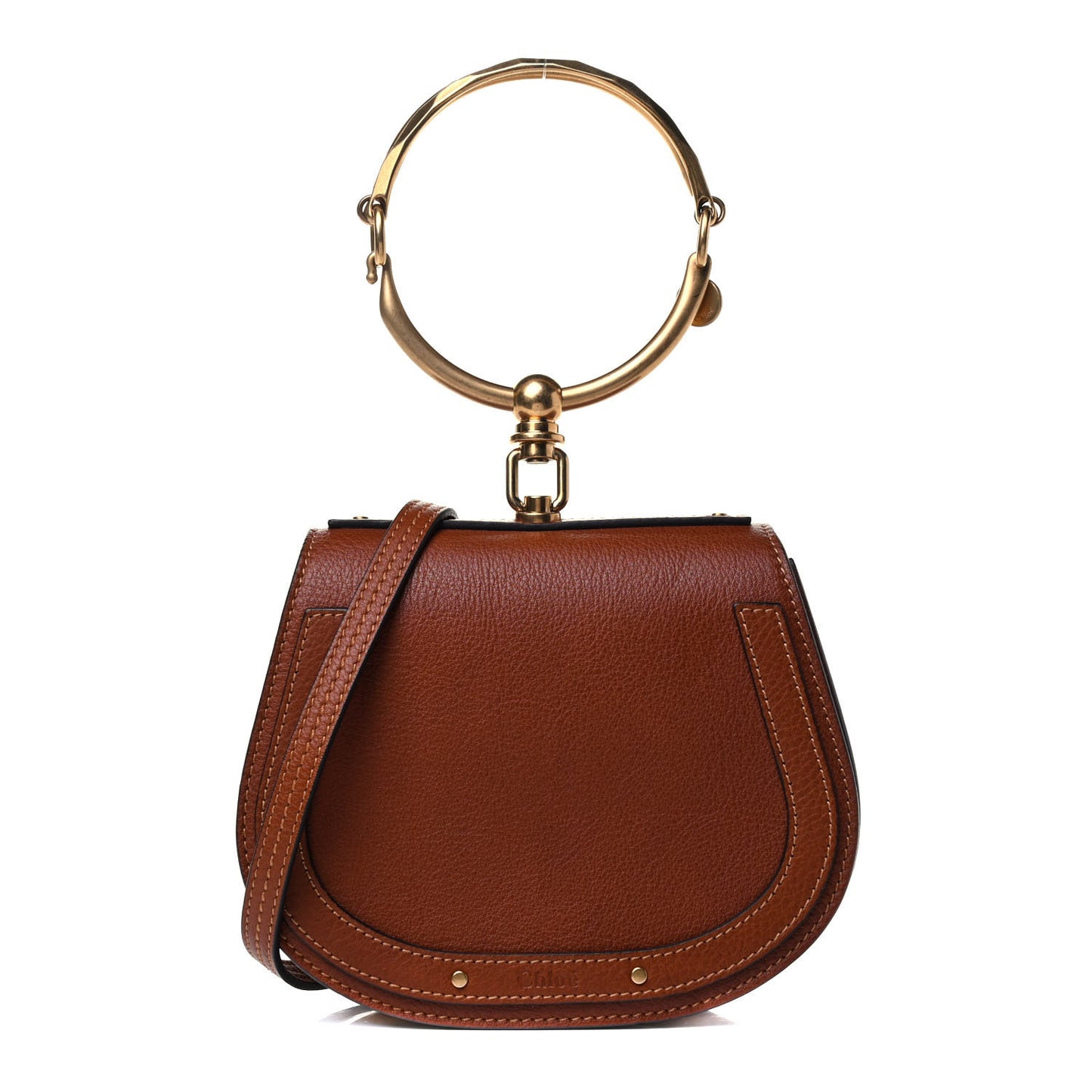 Calfskin Suede Small Nile Bracelet Bag Caramel