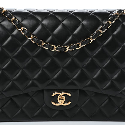 Chanel Lambskin Quilted Maxi Double Flap Black 8 of 10