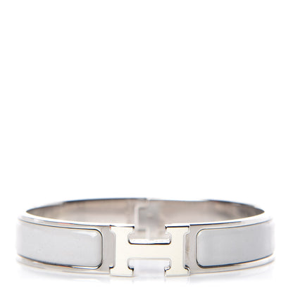 Hermes Enamel Narrow Clic Clac H Bracelet GM Blanc Gris Clair 1 of 6