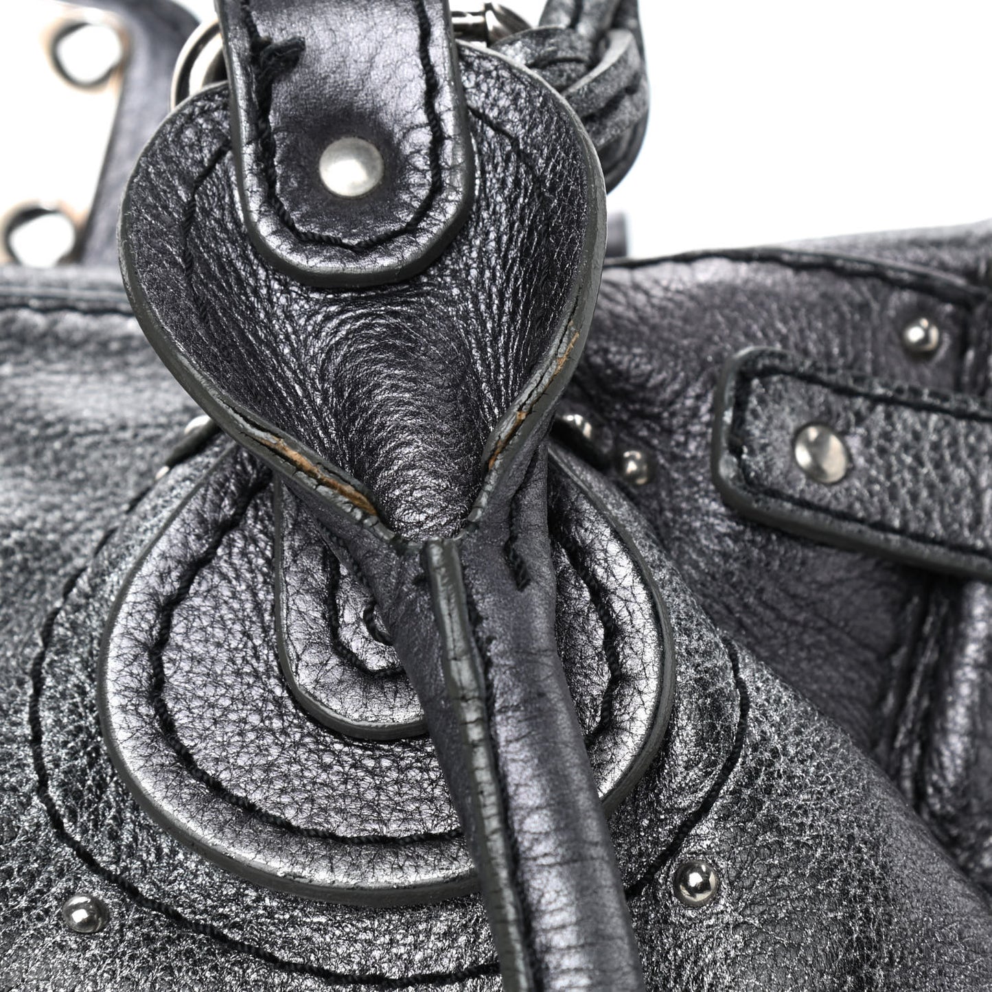 Metallic Calfskin Medium Paddington Satchel Silver