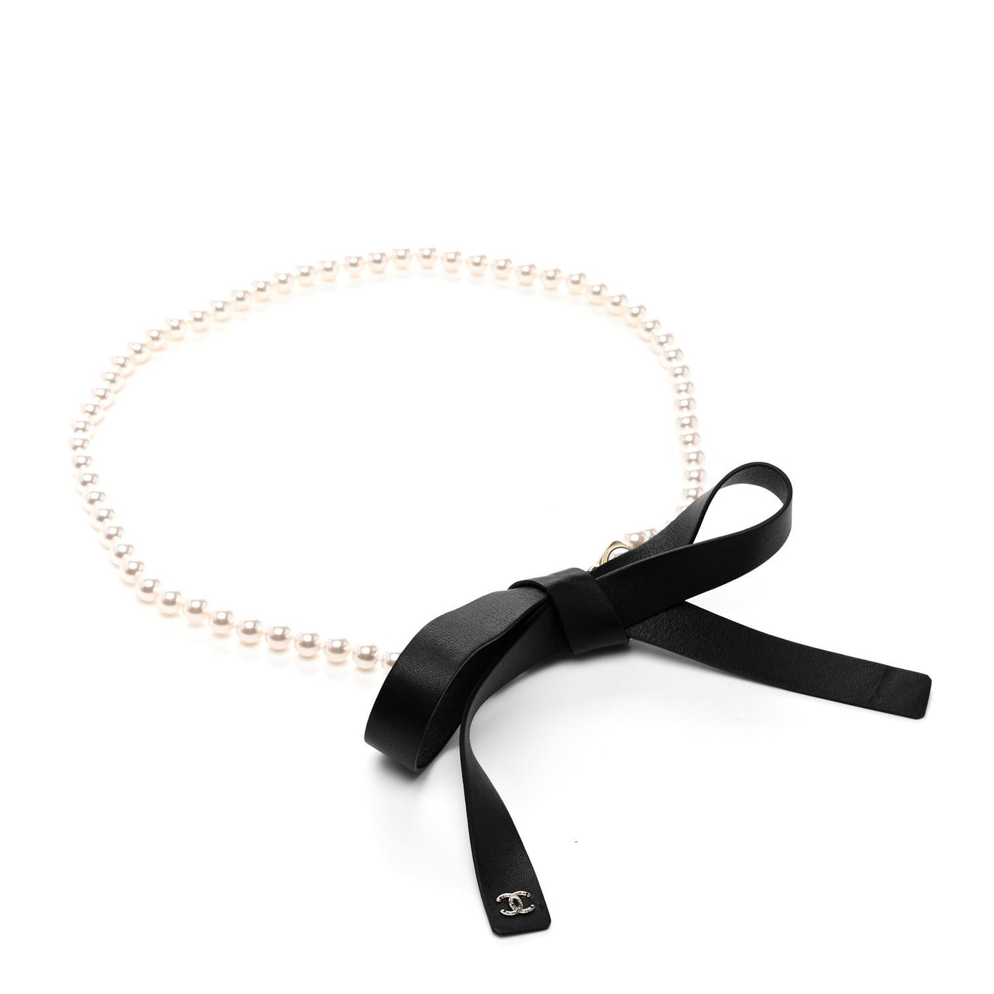 Lambskin Pearl CC Chain Belt M Black