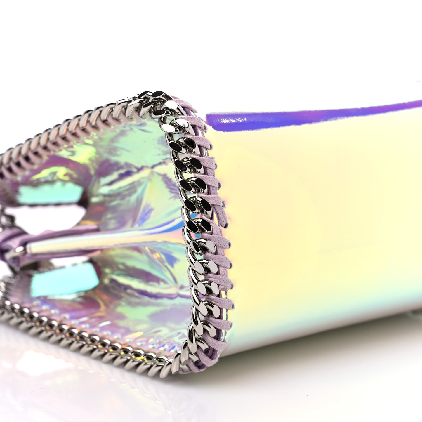 Holographic Faux Leather Mini Falabella Silver