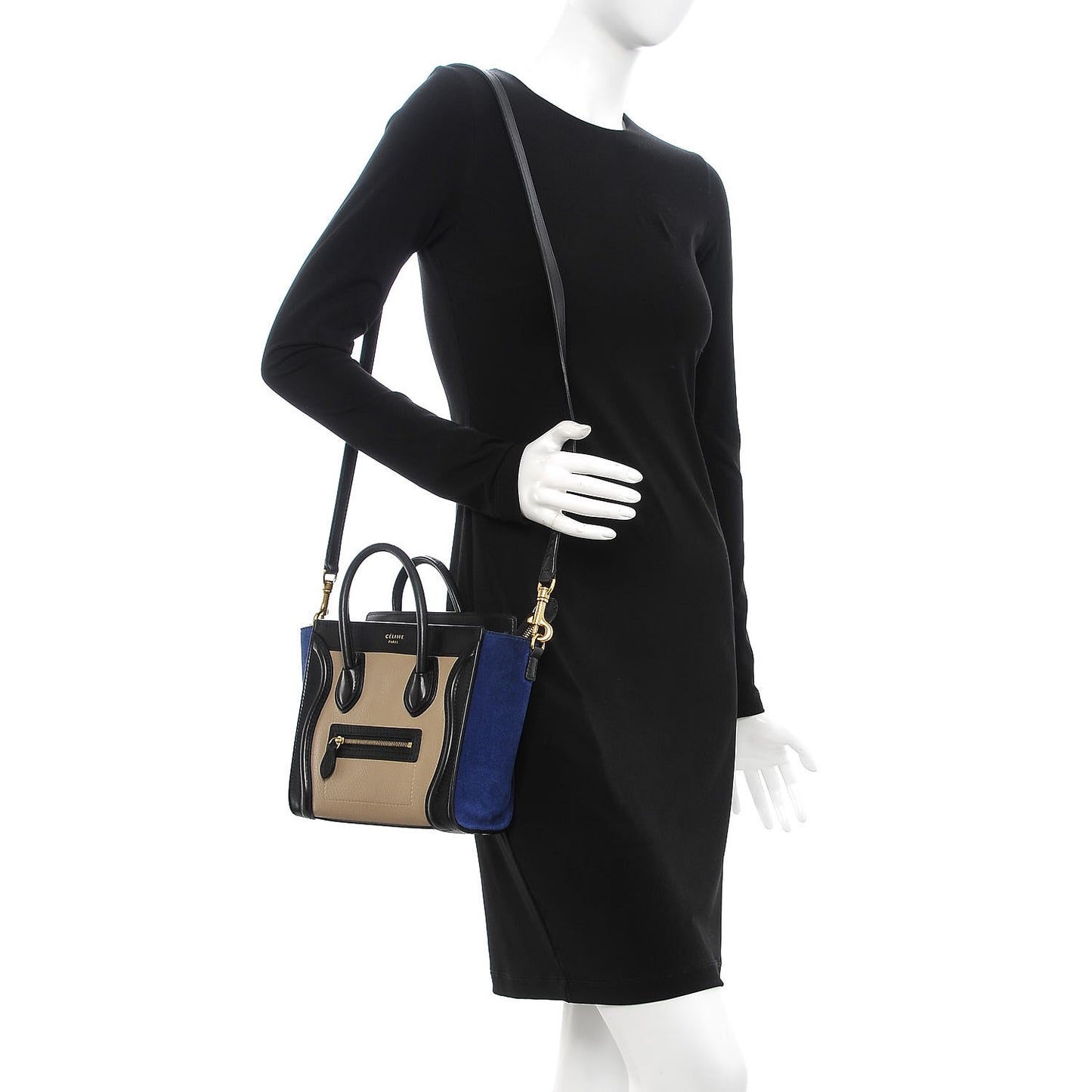 Elephant Calfskin Suede Tri-color Nano Luggage Sand