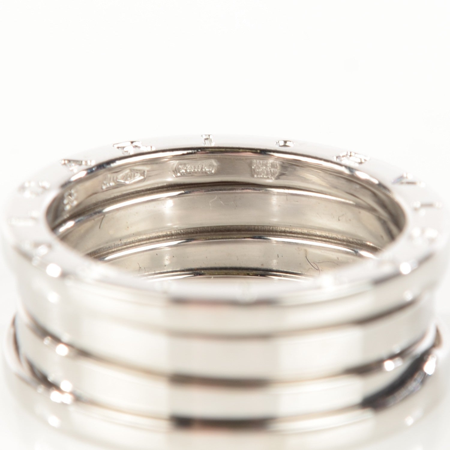 Bulgari 18K White Gold B.Zero1 3 Band Ring 58 8.5 5 of 6