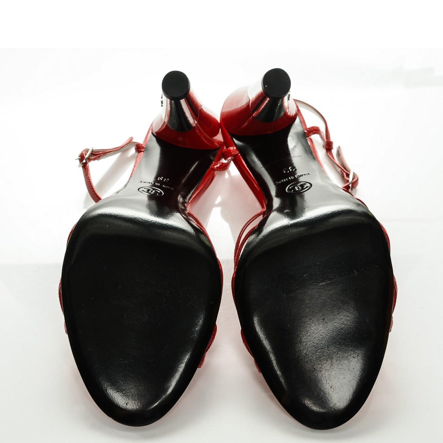 Patent CC Logo Sandal Heels 39 Red