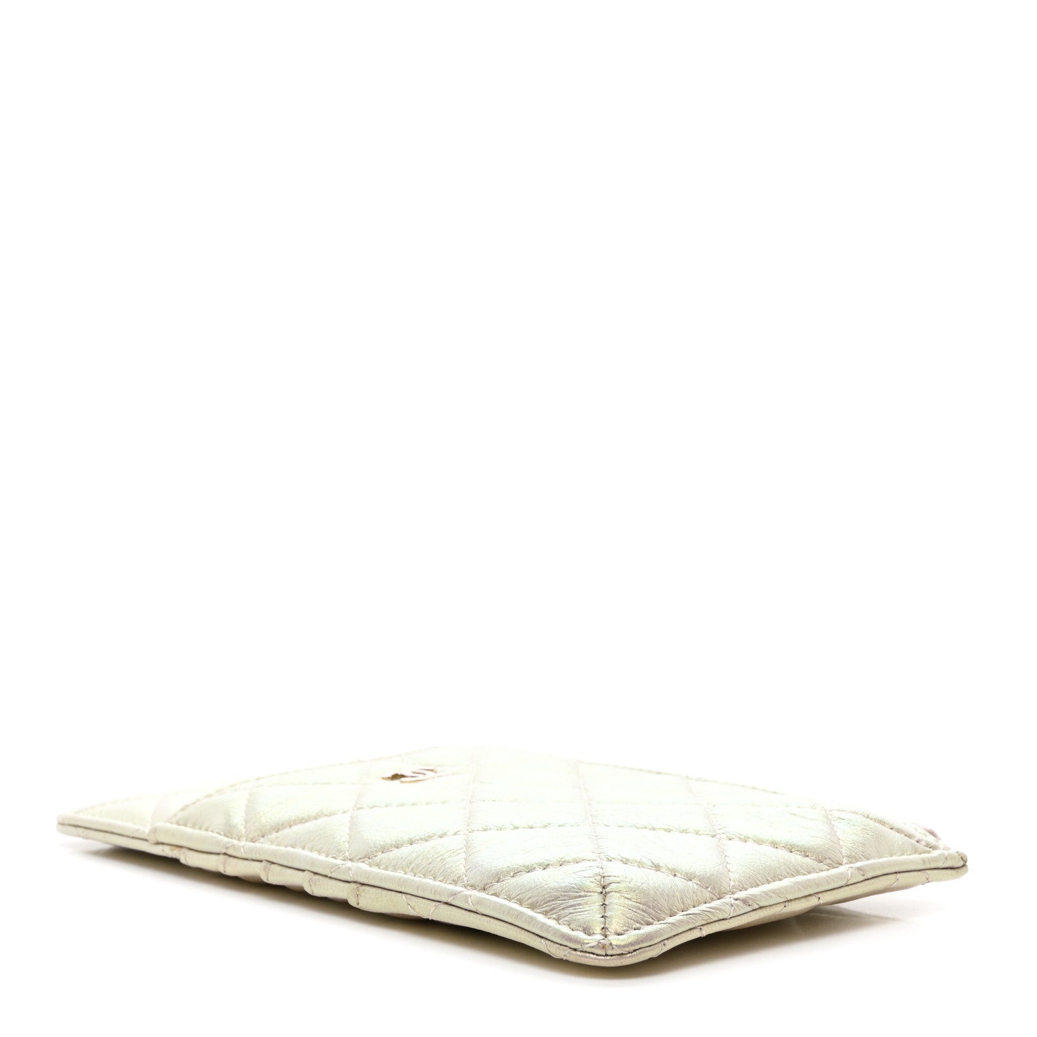 Chanel Iridescent Lambskin Quilted Classic Flat Wallet Pouch Ivory 4 of 7