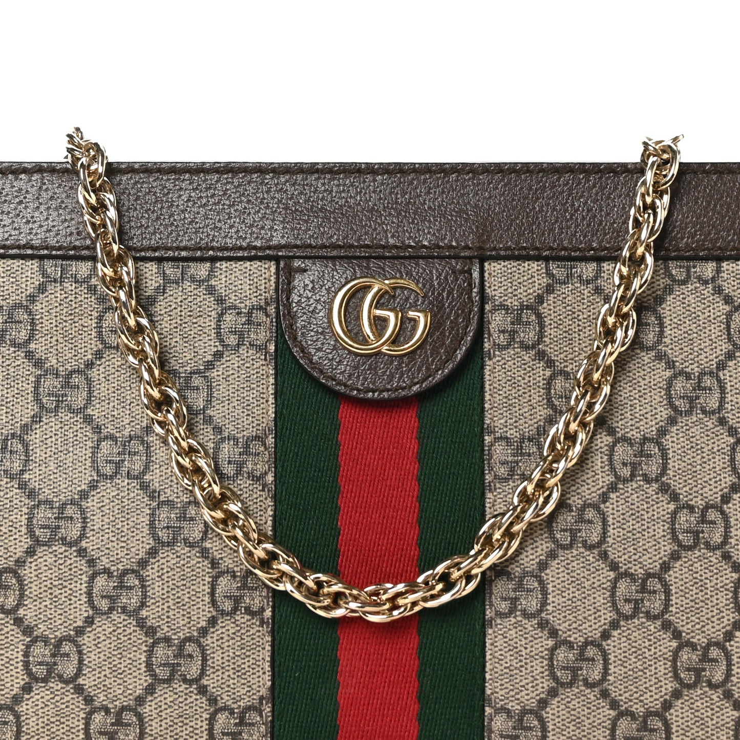 GG Supreme Monogram Web Small Ophidia Chain Shoulder Bag Brown