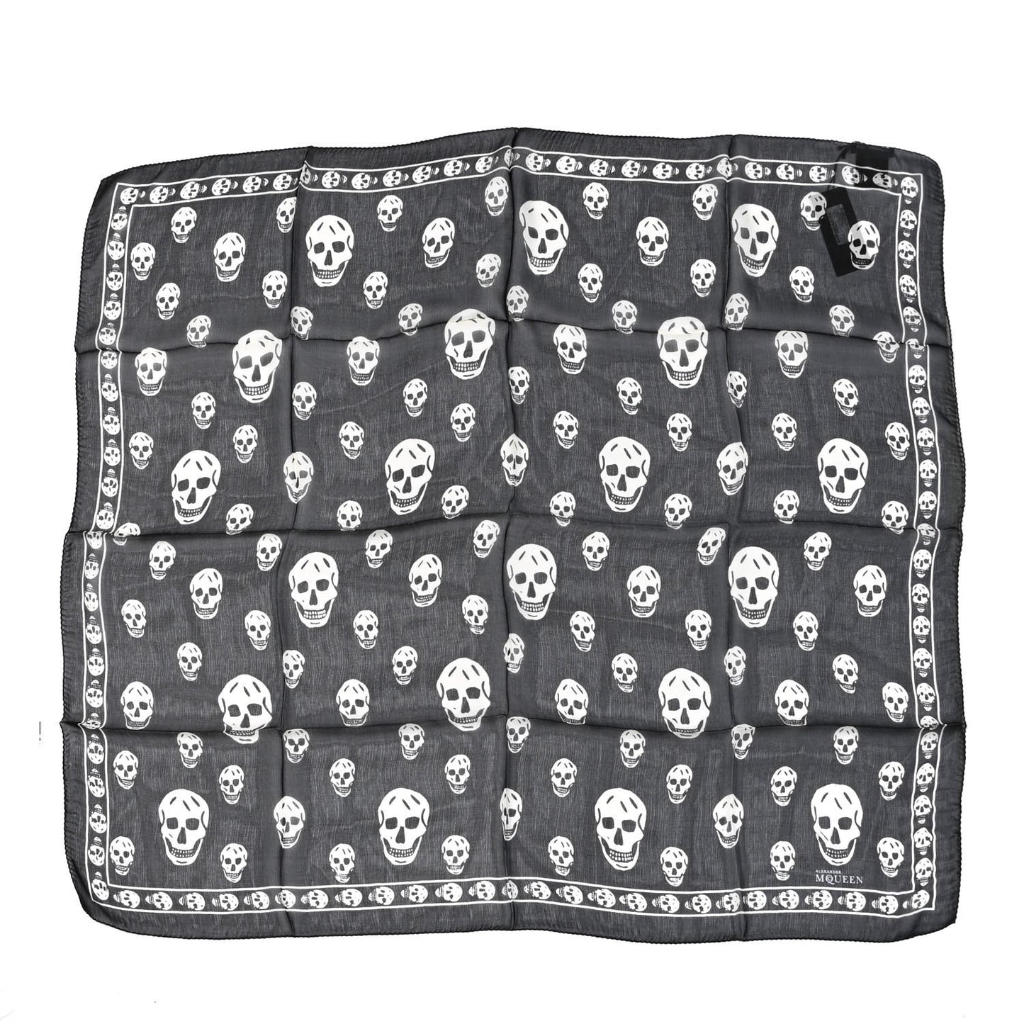 Silk Chiffon Skull Scarf Black Ivory