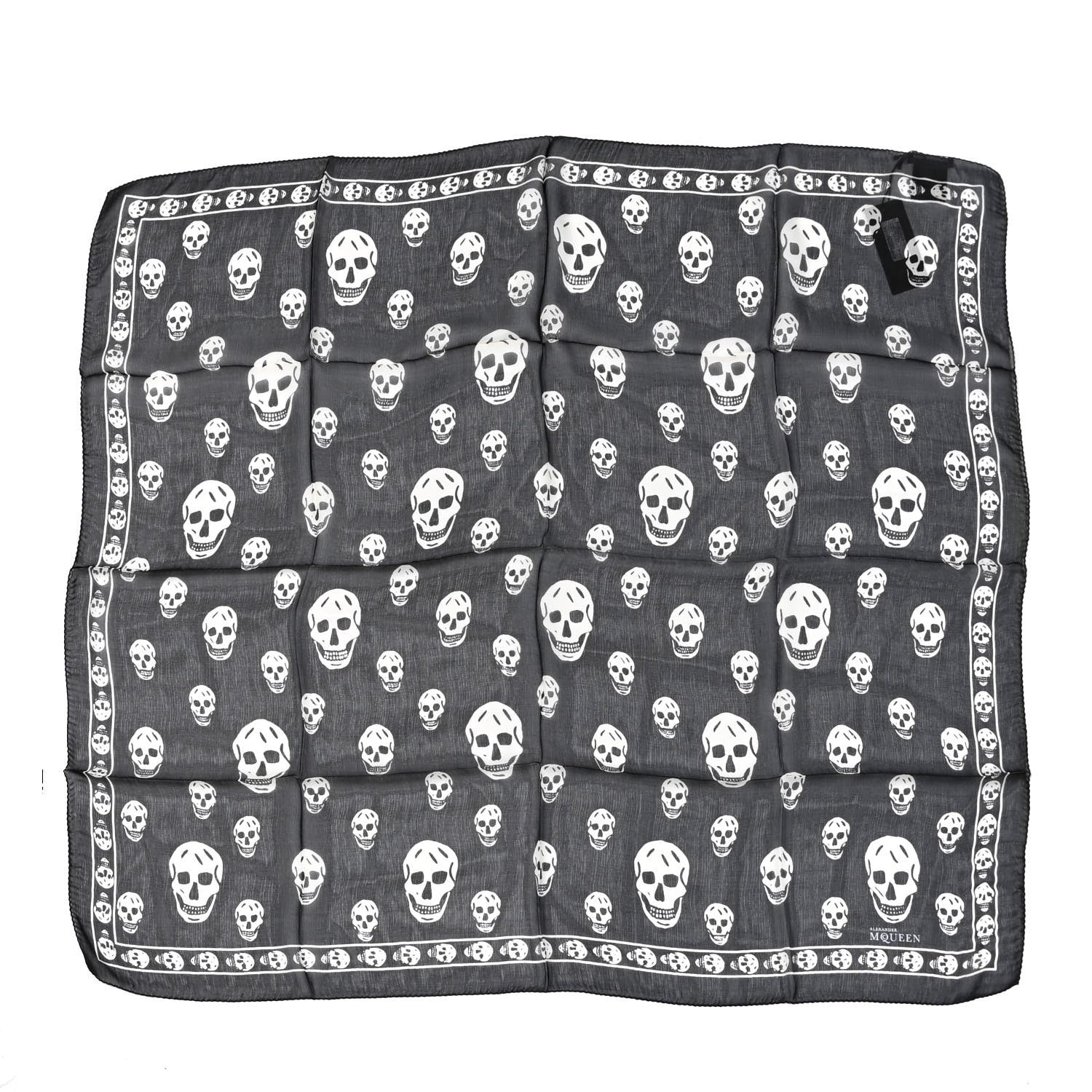 Alexander McQueen Silk Chiffon Skull Scarf Black Ivory 1 of 3
