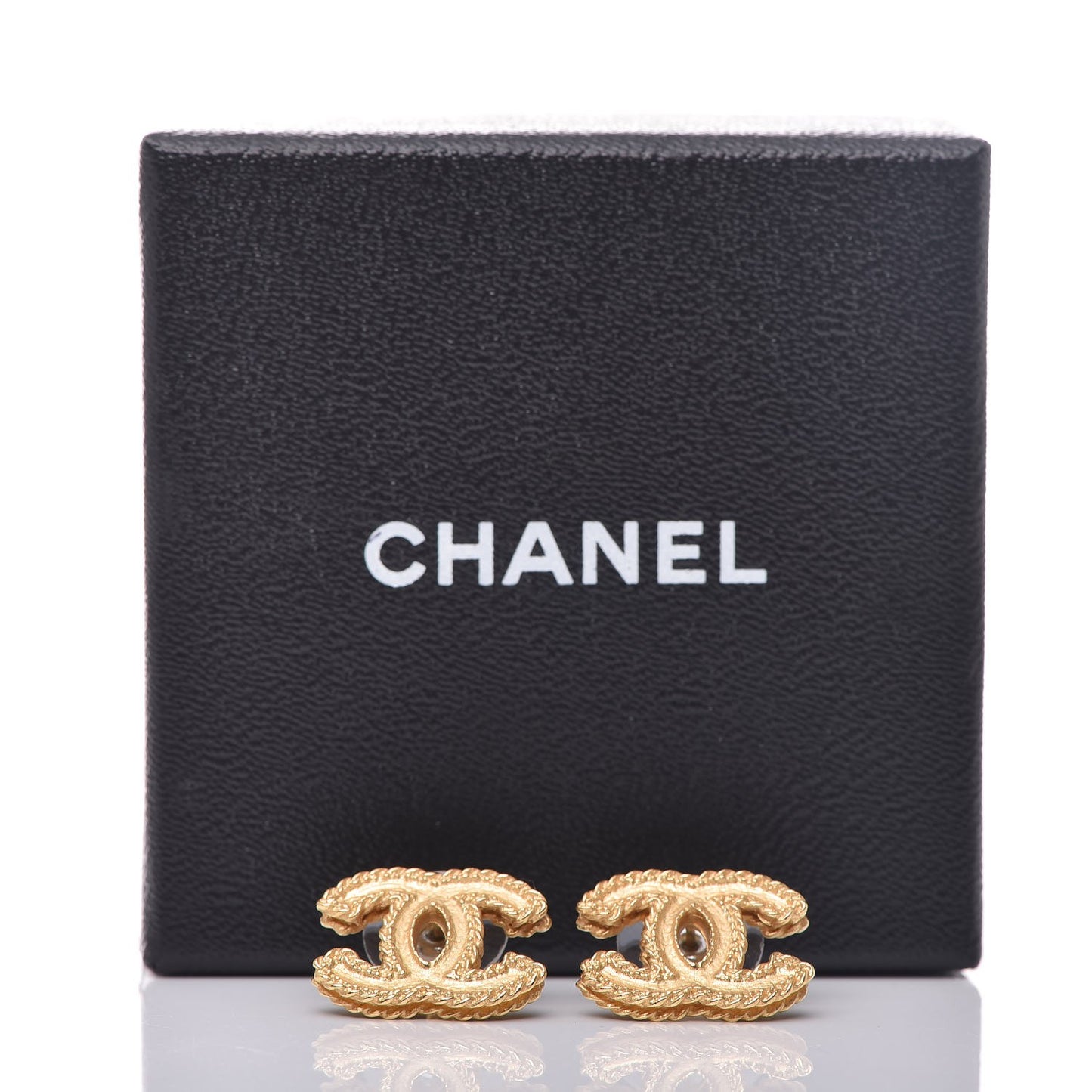 Metal CC Rope Earrings Matte Gold