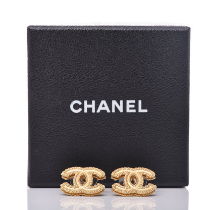 Chanel Metal CC Rope Earrings Matte Gold 5 of 5