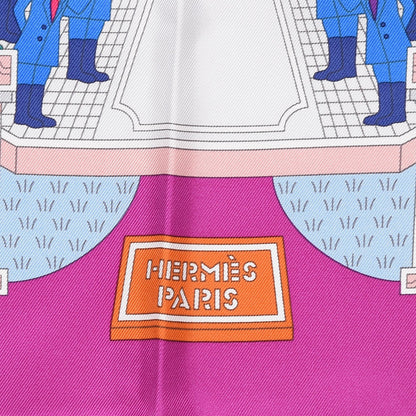 Hermes Silk La Maizeon des Carres Scarf 90 Fuchsia Blanc Multicolore 4 of 7