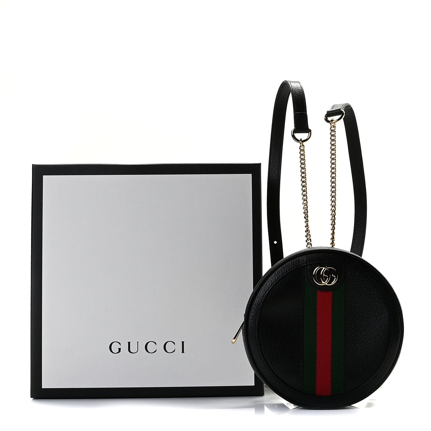 Gucci Grained Calfskin Web Mini Ophidia Round Backpack Black 8 of 8