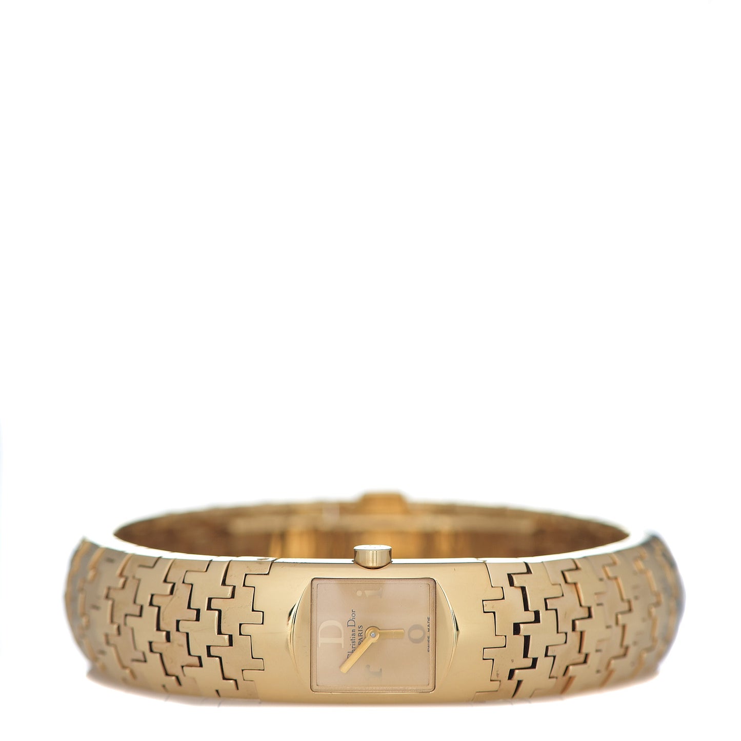 Stainless Steel 15mm Diorific Houndstooth Quartz Watch Gold