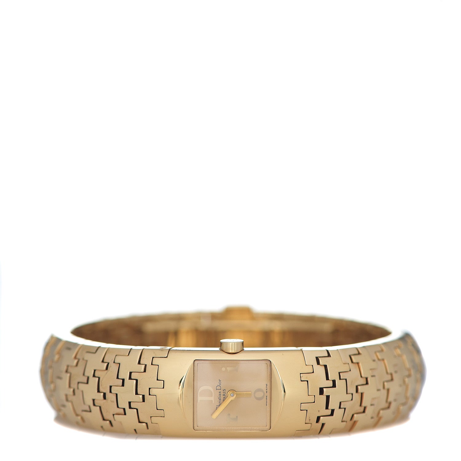 Christian Dior Stainless Steel 15mm Diorific Houndstooth Quartz Watch Gold 2 of 5