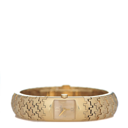 Christian Dior Stainless Steel 15mm Diorific Houndstooth Quartz Watch Gold 2 of 5