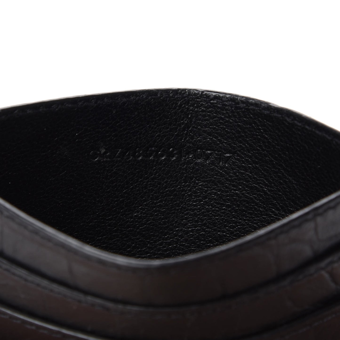 Calfskin Crocodile Embossed Monogram Credit Card Case Black