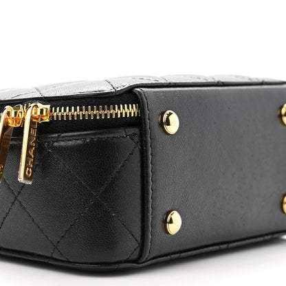 Chanel Lambskin Quilted Chic Riviera Top Handle Vanity Case Black 9 of 10