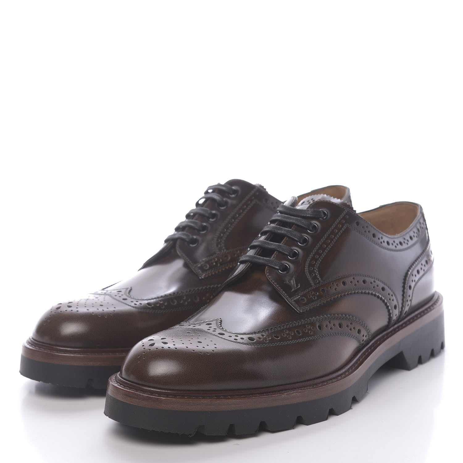 Louis Vuitton Calfskin Mens Voltaire Derby Shoes 8.5 Dark Brown 3 of 8