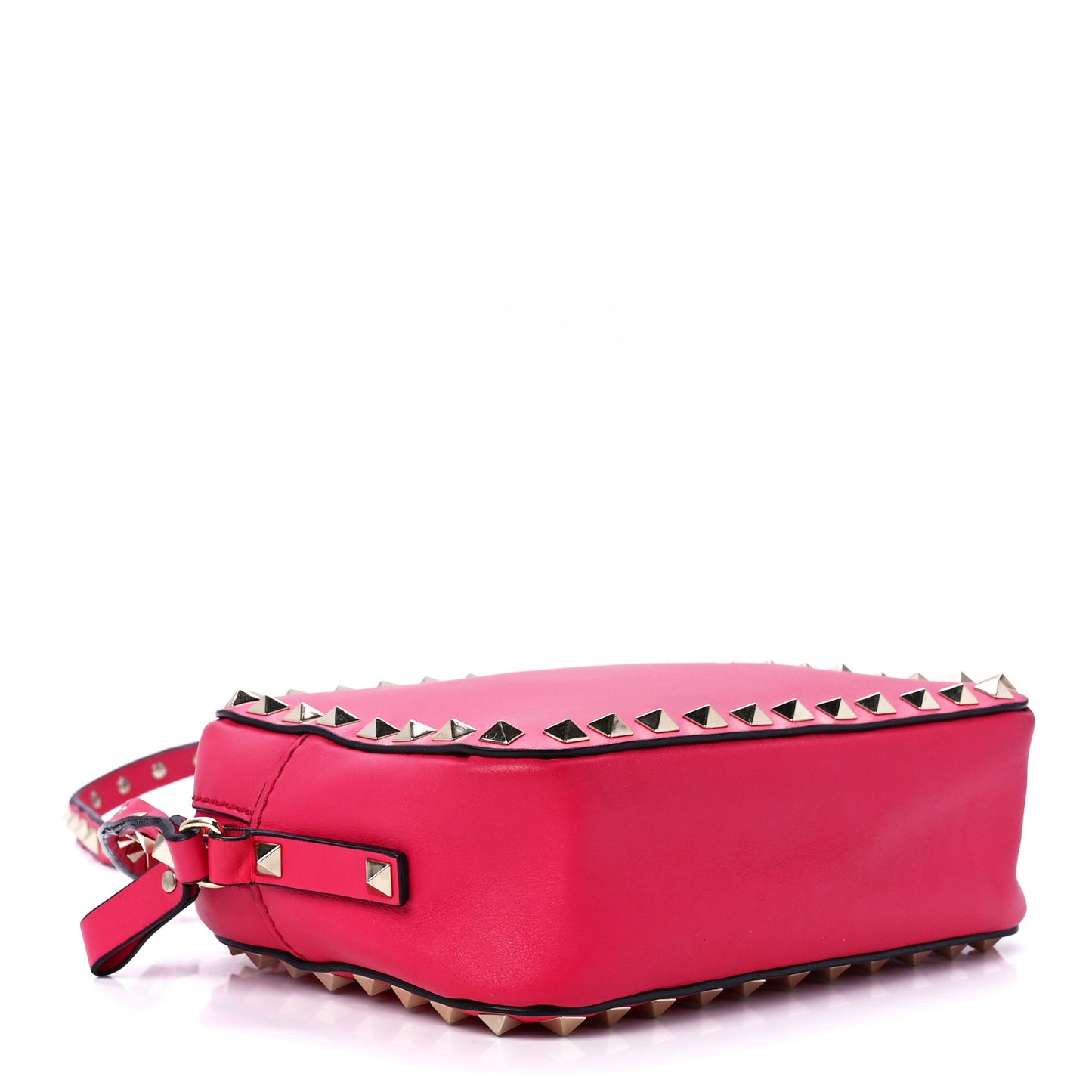 Calfskin Rockstud Camera Crossbody Bag Deep Fuxia