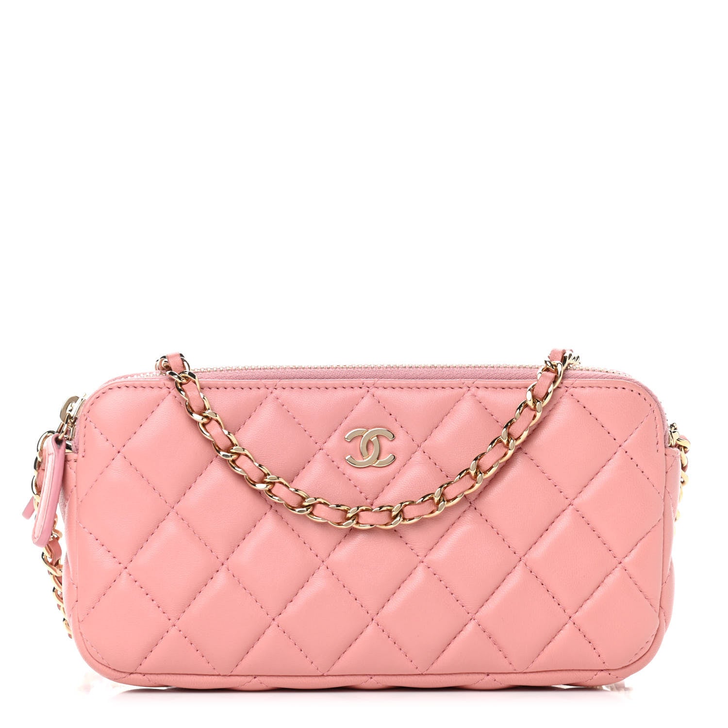 Chanel Lambskin Quilted Small Clutch With Chain Pink 1 of 13