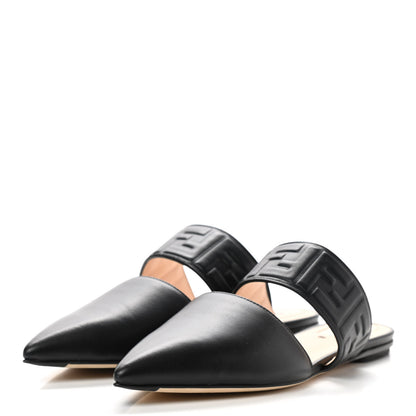 Fendi Nappa FF Embossed Flat Mules 37 Black 3 of 9