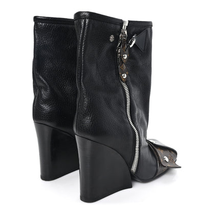 Louis Vuitton Calfskin Monogram Patti Wedge Half Boots 39 Black 5 of 10