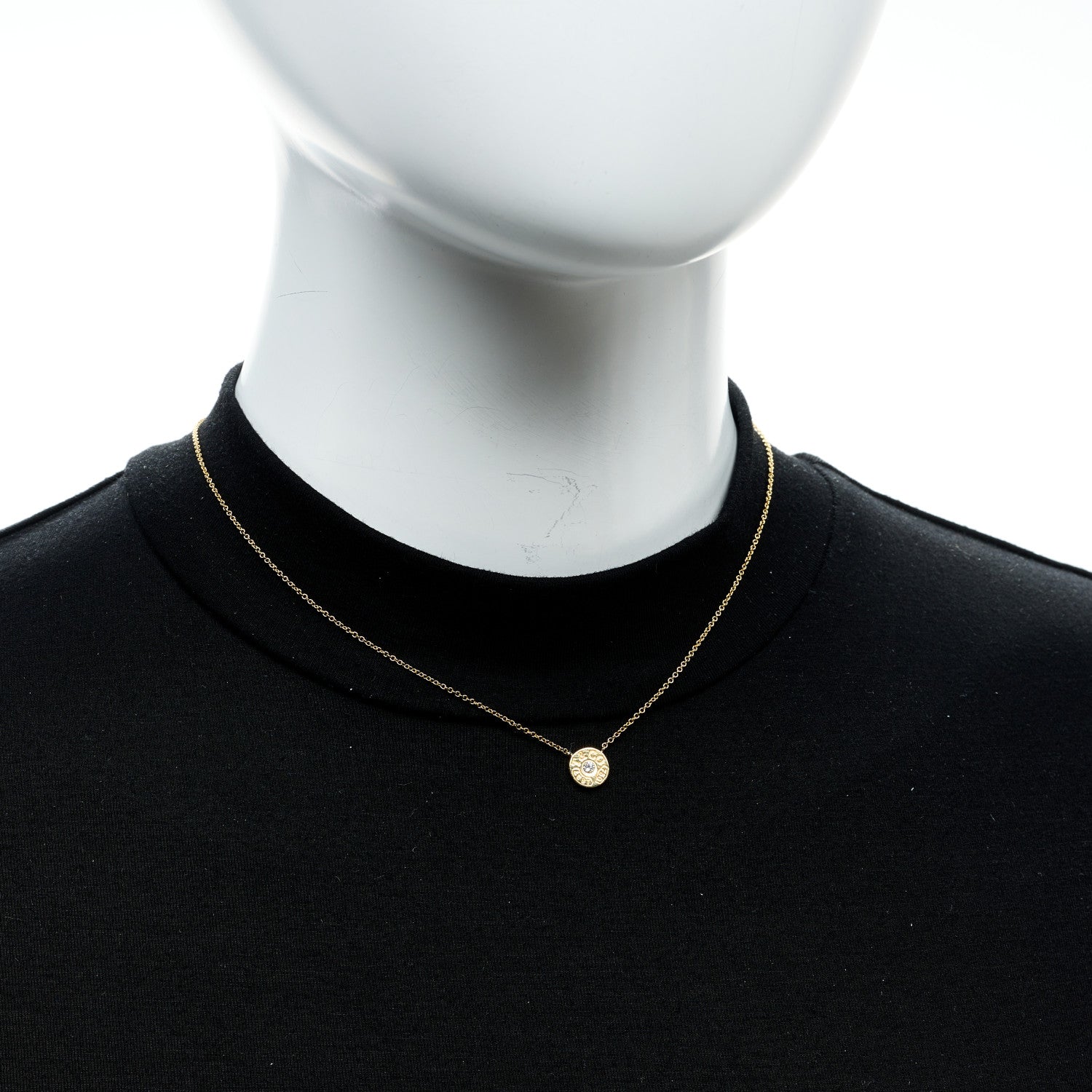 Tiffany 18K Yellow Gold Diamond 1837 Circle Pendant Necklace 2 of 7