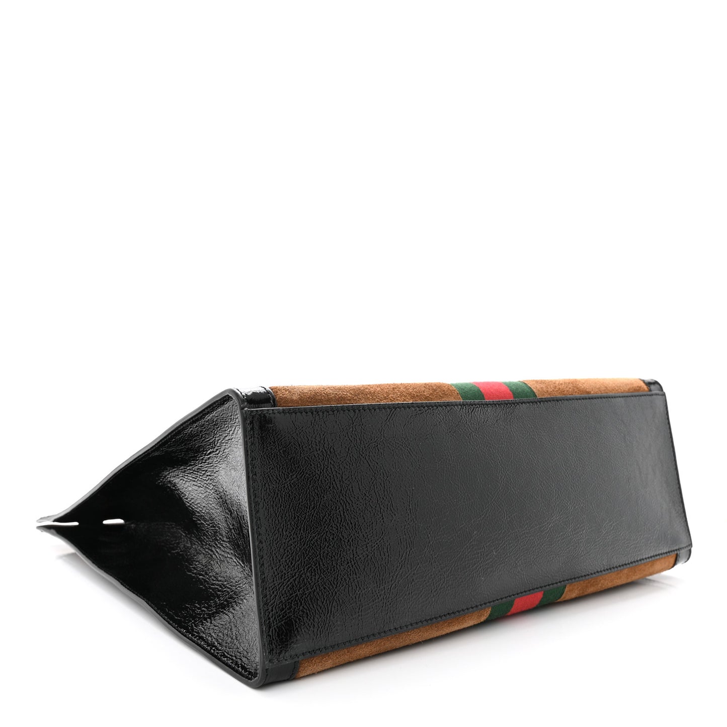 Suede Patent Web Ophidia Vertical Tote Nocciola Black