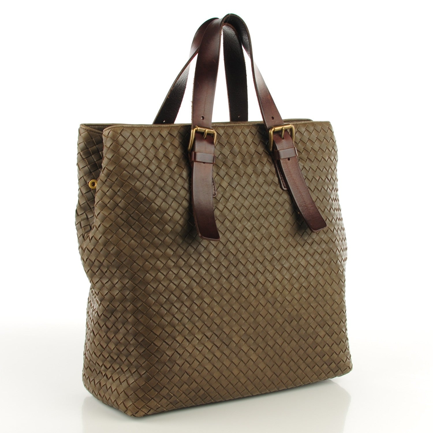 Bottega Veneta Intrecciato Light Calf Shopper Tote Khaki Brown 3 of 8