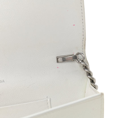 Balenciaga Grained Calfskin Logo Cash Phone Holder Wallet On Chain White Fluo Pink 13 of 14
