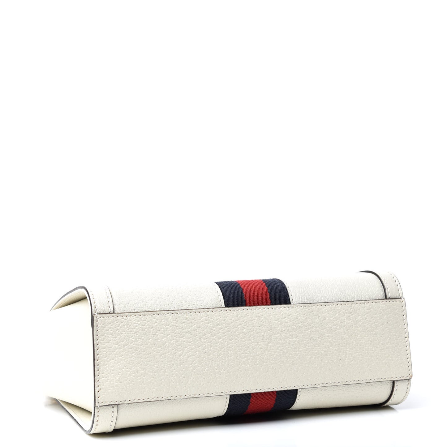 Textured Calfskin Web Small Ophidia Tote Bag Mystic White