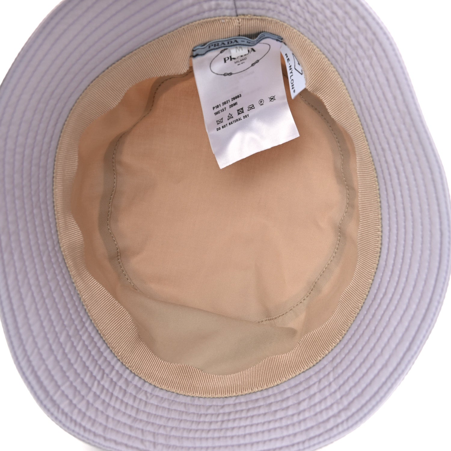 Prada Re-Nylon Metal Triangle Logo Womens Bucket Hat M Glicine 7 of 9