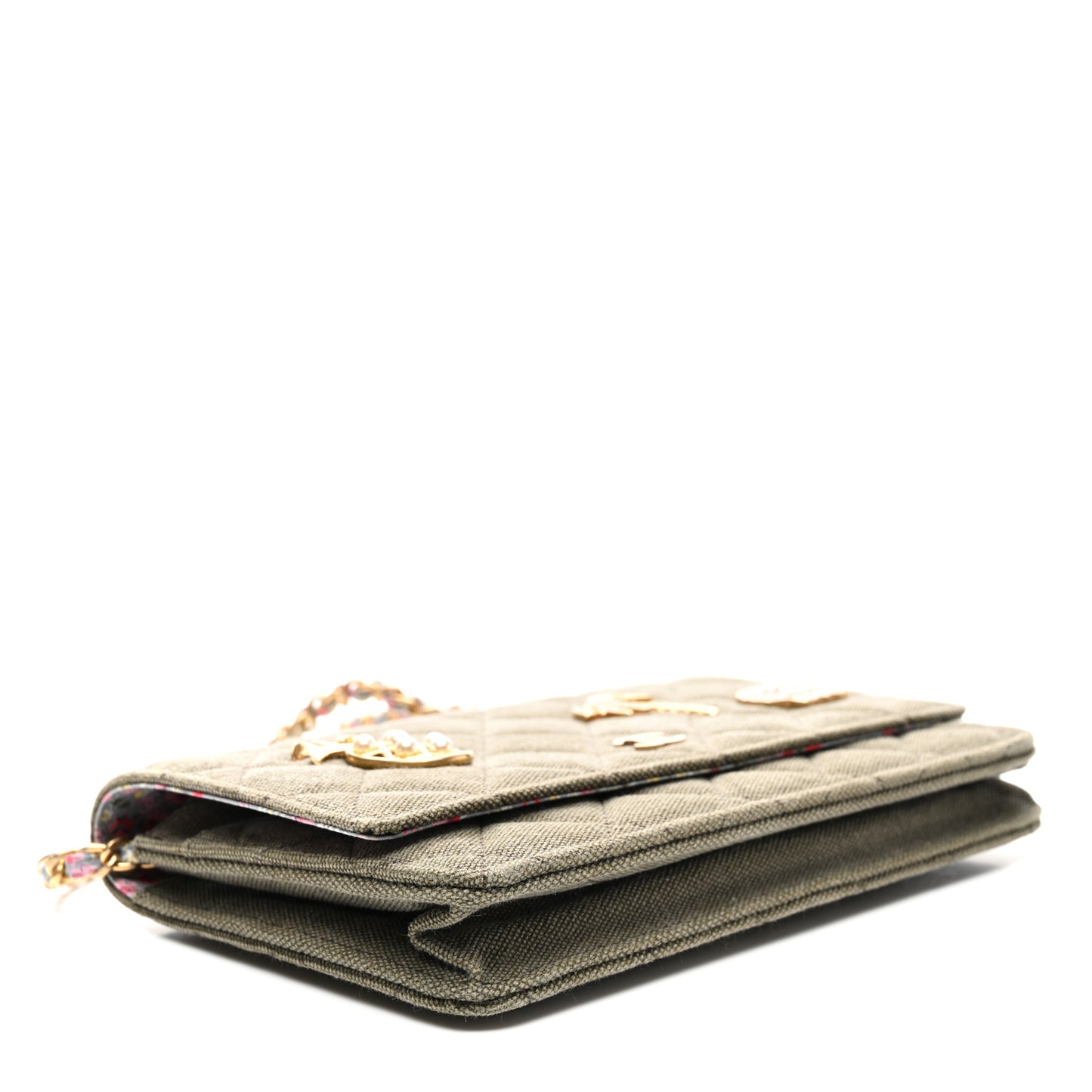 Canvas Quilted Coco Cuba Charms Wallet on Chain WOC Khaki