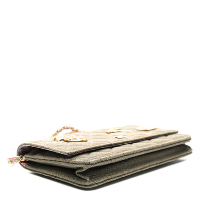 Chanel Canvas Quilted Coco Cuba Charms Wallet on Chain WOC Khaki 4 of 11