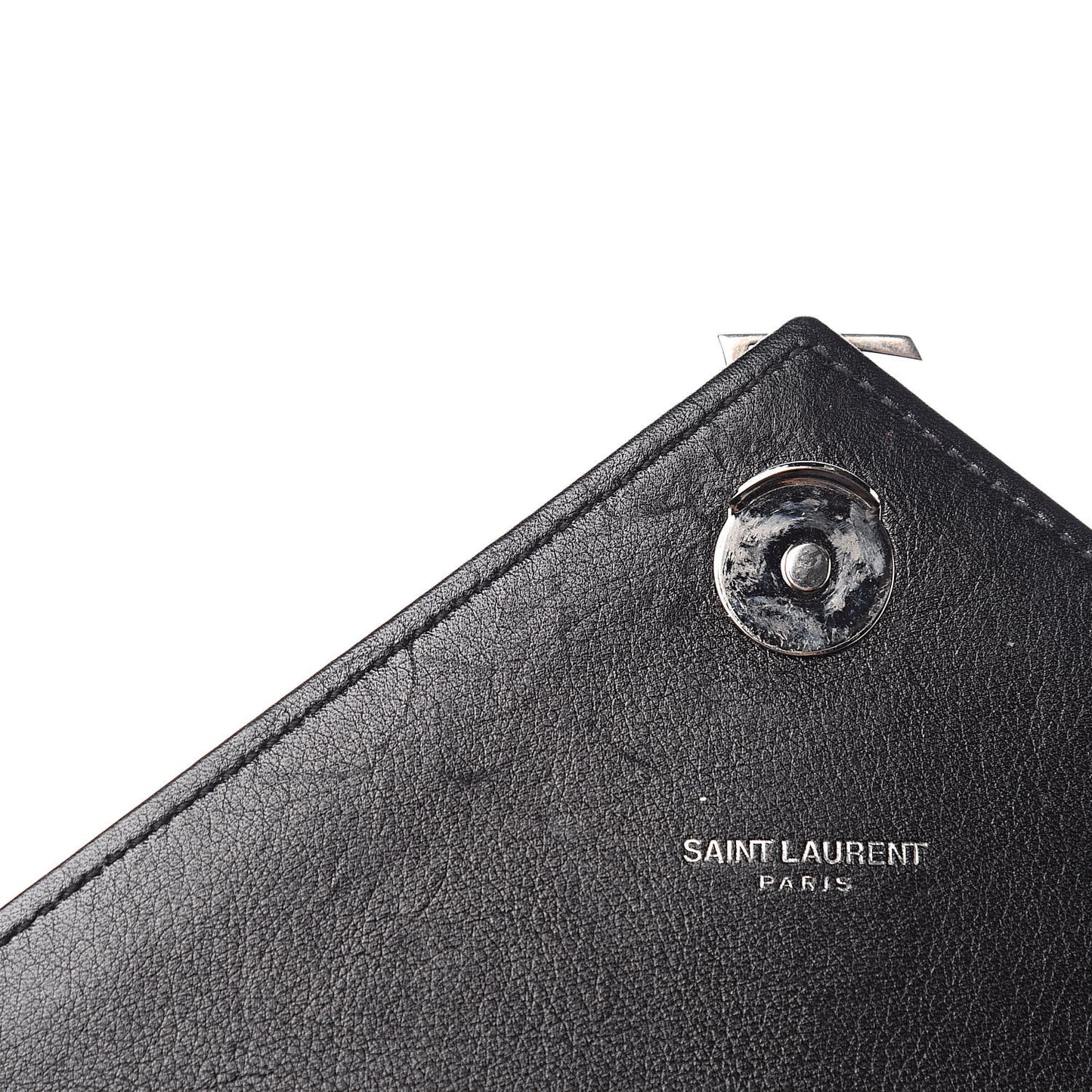 Calfskin Medium Heart Patchwork Monogram Chain Wallet Black