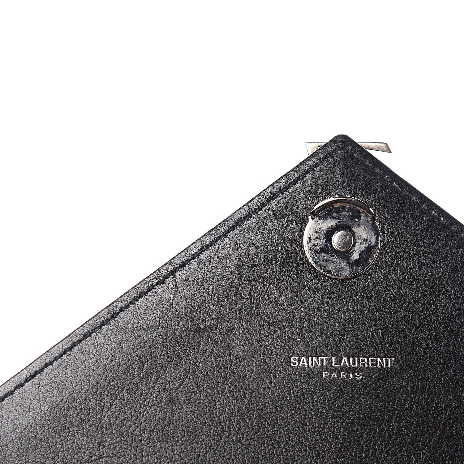 Saint Laurent Calfskin Medium Heart Patchwork Monogram Chain Wallet Black 8 of 11