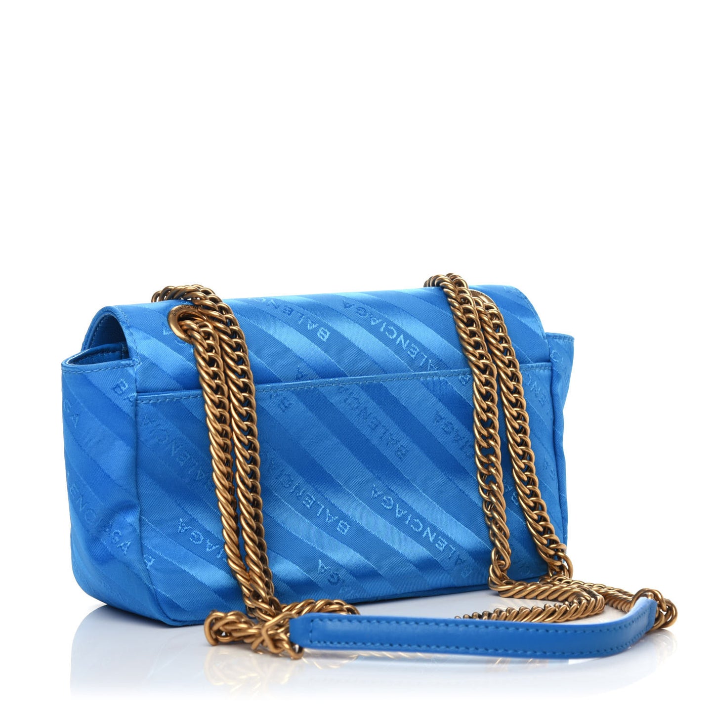 Nylon Jacquard Diagonal Logo S BB Round Shoulder Bag Bleu